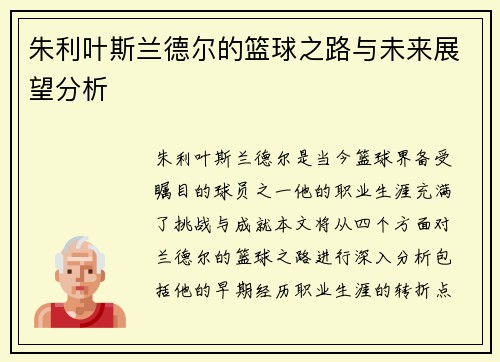 朱利叶斯兰德尔的篮球之路与未来展望分析
